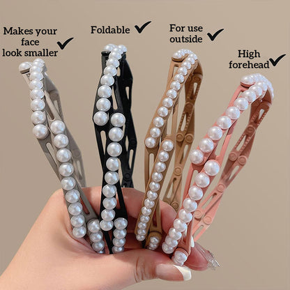 Retractable foldable pearl headband
