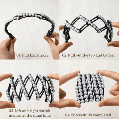 Retractable foldable pearl headband