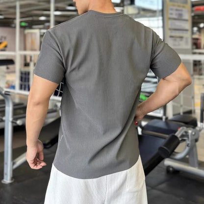 Men's V Neck Short Sleeve Muscle Sports Fitness T-Shirt